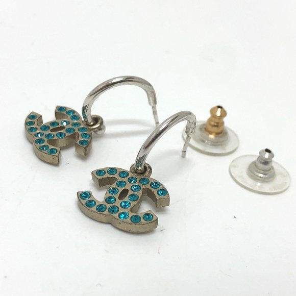 CHANEL Silver Logo Earrings - Picture 6 of 6